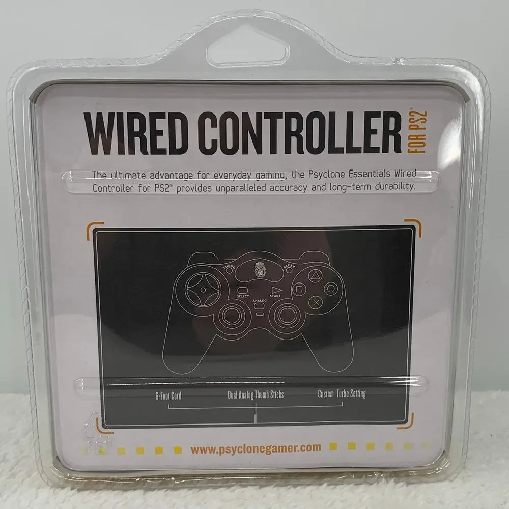 Psyclone Essentials PS2 Wired Controller Black 6ft. Cord Playstation 2 PSE02 New